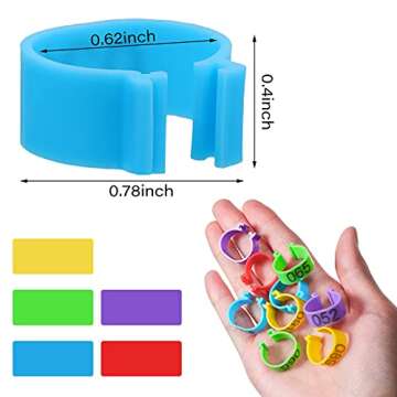 100 Pieces 16mm Chicken Leg Rings - Colorful Poultry Clip-On Bands