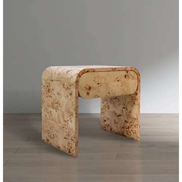 Meridian Furniture 863-NS Cresthill Collection Mid-Century Modern Nightstand, Natural Burl Wood, 24"...