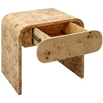 Meridian Cresthill Nightstand - Natural Burl Wood Design