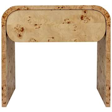Meridian Cresthill Nightstand - Natural Burl Wood Design