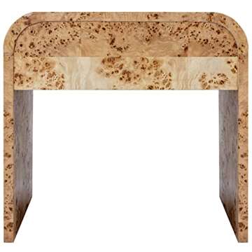 Meridian Cresthill Nightstand - Natural Burl Wood Design