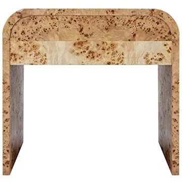 Meridian Cresthill Nightstand - Natural Burl Wood Design