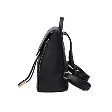 B&E LIFE Fashion Shoulder Bag Rucksack PU Leather Women Ladies Backpack Travel bag (Black)