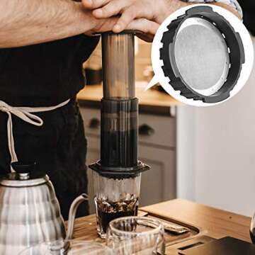 Replacement Coffee Filter Cap Reusable Stainless Steel Mesh Filter Compatible with AeroPress Coffee Maker, Aeropress Coffee and Espresso Maker