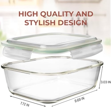 Razab 10 Cups Glass Food Storage Containers - BPA Free
