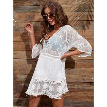MakeMeChic Women's Plunging Beach Cover Up Dress