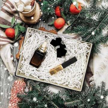 NEWMIAO 1/2 LB White Crinkle Cut Paper Shred Filler for Gift Baskets Stuffing, Shredded Crinkle Pape...