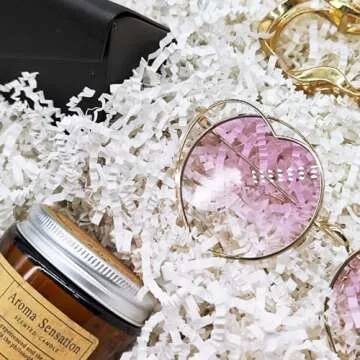 NEWMIAO 1/2 LB White Crinkle Cut Paper Shred Filler for Gift Baskets Stuffing, Shredded Crinkle Paper for Gift Box Bag Basket Filler Decoration Christmas Wedding Birthday Bridesmaid Gift Wrapping