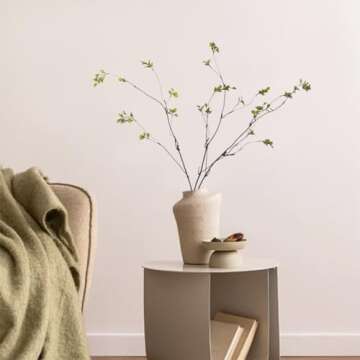 Funsveta 3pcs Artificial Ficus Branches Greenery Branches for Vase, Faux Silky Eucalyptus Branches Ficus Tree Twig Stems for Home, Office, Banquet Decor (A-Green)