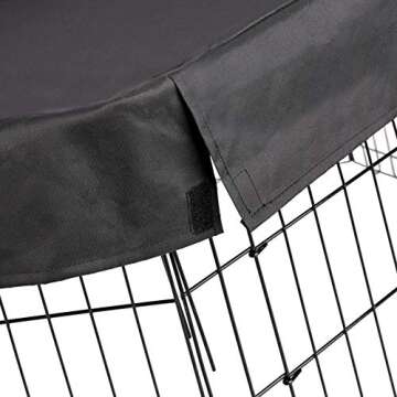Amazon Basics Octagonal Metal Pet Playpen Mesh and Fabric Top Cover, Black, 59 x 58.3 x 5.5 in