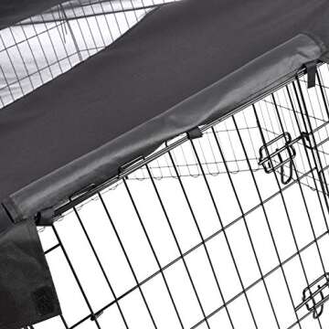 Amazon Basics Octagonal Metal Pet Playpen Mesh and Fabric Top Cover, Black, 59 x 58.3 x 5.5 in