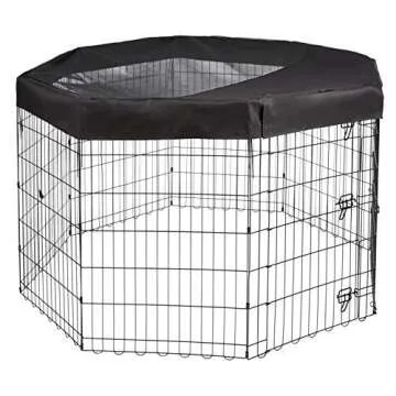 Amazon Basics Octagonal Metal Pet Playpen Mesh and Fabric Top Cover, Black, 59 x 58.3 x 5.5 in