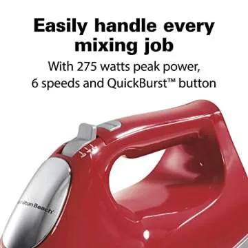 Hamilton Beach 6-Speed Electric Hand Mixer with Whisk, Beaters, Dough Hooks & Storage Case