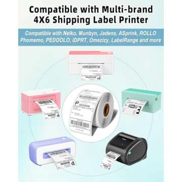 4x6 Thermal Labels, 500PCS 4"x6" Shipping Labels Roll, 4x6 Labels Paper Compatible with Rollo, MUNBYN, Zebra, IDPRT, Nelko, POLONO Thermal Printers, Strong Adhesive, Use for Postage Adhesive Labels