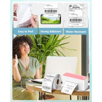 4x6 Thermal Labels, 500PCS 4"x6" Shipping Labels Roll, 4x6 Labels Paper Compatible with Rollo, MUNBYN, Zebra, IDPRT, Nelko, POLONO Thermal Printers, Strong Adhesive, Use for Postage Adhesive Labels