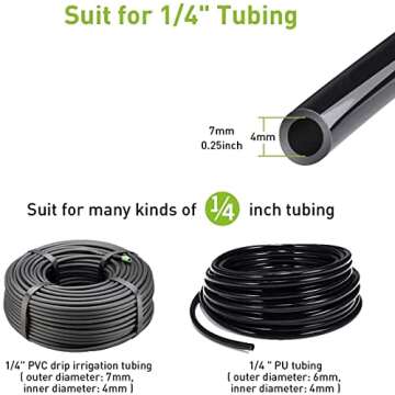 La Farah 100pcs Drip Irrigation Emitters for 1/4" Drip Irrigation Tubing,Adjustable 360 Degree Water Flow Drippers on 5" Arrow Stake, Garden Irrigation Drippers for (4-7mm) Watering System Kit