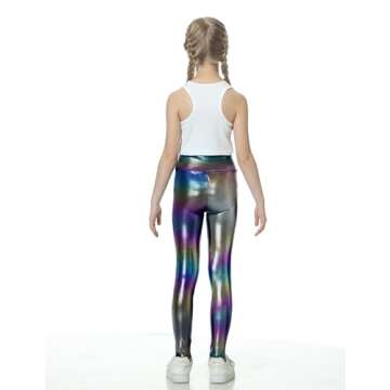 Jinhiteam Girls Metallic Leggings for Stylish Activewear