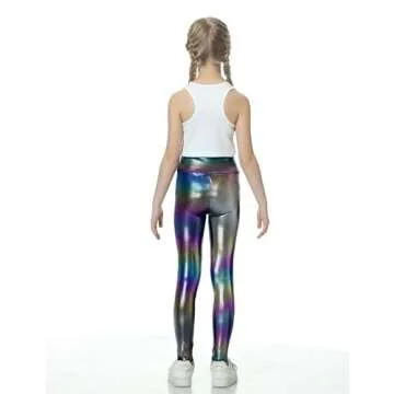 Jinhiteam Girls Metallic Leggings for Stylish Activewear