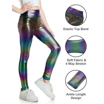 Jinhiteam Girls Metallic Leggings for Stylish Activewear