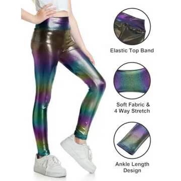 Jinhiteam Girls Metallic Leggings for Stylish Activewear