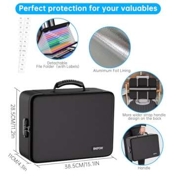 ENGPOW Fireproof File Organizer Bag with 13 Colorful Pockets Accordion File Folder,5200℉ Document Organizer Box with Lock&Labels,Multi-Layer Portable Home Safe Storage for Important Documents,Files