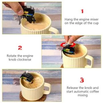 Boat Motor Coffee Stirrer,Stainless Steel Clips Can Hold Cups Tightly,Propeller Can Penetrate Deeply Into Cup Stir Thoroughly,Unique Gadgets For Make Coffee Time More Fun,Gifts-1PCS