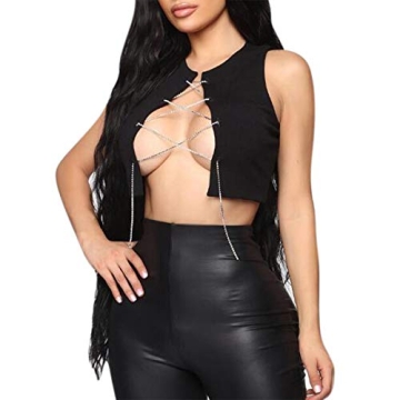 Stylish Black Chain Crop Top for Parties and Festivals