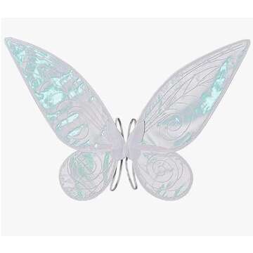 caretoto Fairy Wings for Adults Halloween Fairy Costume Dress Up Sparkling Sheer Wings Angel Wings f...