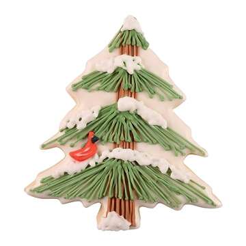 R & M International 8013 Christmas Tree Shaped Tinplated Steel Cookie Cutter, 3.5", Gift Tag Carded