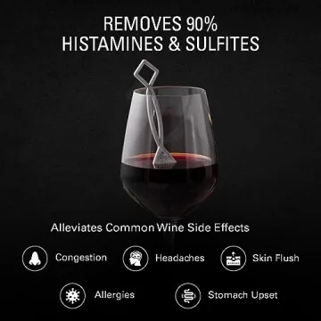 PureWine Wine Wands Purifier, 3 Wine Filters Remover Histamines Sulfite - May Reduce and Alleviate Wine Allergies & Sensitivities - Restores Taste, Perfect Wine Pourer, Gifting, Holiday 3
