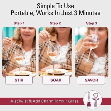 PureWine Wine Wands Purifier, 3 Wine Filters Remover Histamines Sulfite - May Reduce and Alleviate Wine Allergies & Sensitivities - Restores Taste, Perfect Wine Pourer, Gifting, Holiday 3