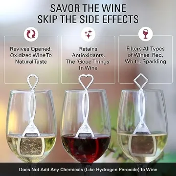 PureWine Wine Wands Purifier, 3 Wine Filters Remover Histamines Sulfite - May Reduce and Alleviate Wine Allergies & Sensitivities - Restores Taste, Perfect Wine Pourer, Gifting, Holiday 3