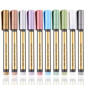 Sunshilor Metallic Marker Pens Medium Point Metallic Pens for Black Paper, Art Rock Painting, Hallow...