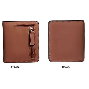 Toughergun Womens RFID Blocking Small Compact Bifold Luxury Genuine Leather Pocket Wallet Ladies Mini Purse with ID Window, Chocolate, Minimalist