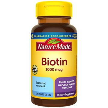 Nature Made Biotin 1000 mcg, Dietary Supplement Supports Healthy Hair & Skin, 120 Softgels, 120 Day ...