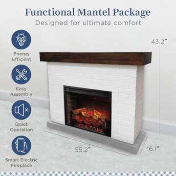 Country Living Jackson Electric Fireplace Smart Mantel Package