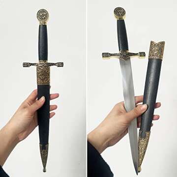 Medieval Mini Sword About 15.5inches Small Dagger Knife with Sheath for Cosplay Performances Decoration Not Sharp