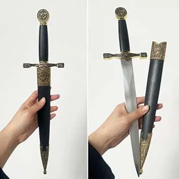 Medieval Mini Sword About 15.5inches Small Dagger Knife with Sheath for Cosplay Performances Decoration Not Sharp