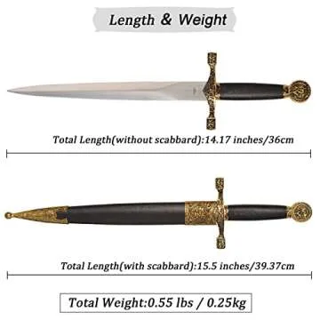 Medieval Mini Sword About 15.5inches Small Dagger Knife with Sheath for Cosplay Performances Decoration Not Sharp