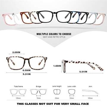 WOWSUN Unisex Stylish Nerd Non-prescription Glasses Clear Lens Eyeglasses Fashion Nerd Glasses Frames Fake Eye Glasses (2 PACK Leopard Black Frame)