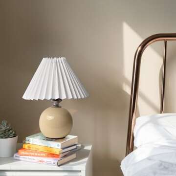 Korean Pleated Table Lamp Ins DIY Ceramic Table Lamps for Living Room Home Deco Cute Lamp with Trico...