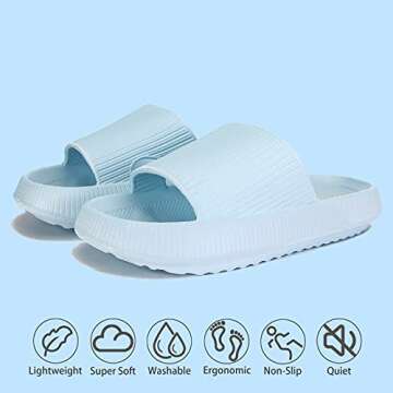rosyclo Cloud Slippers for Women and Men, Massage Shower Bathroom Non-Slip Zapatillas Pillow Super S...