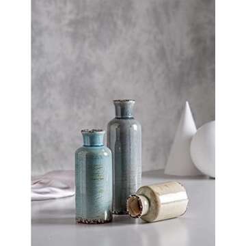 CwlwGO- Ceramic vase 3 Piece Set, Small Flower vase for Home Decoration, Modern Farmhouse Decoration, Living Room,Table Shelf, Centerpieces Decoration, Fireplace and Entrance Decoration-Multicolor……