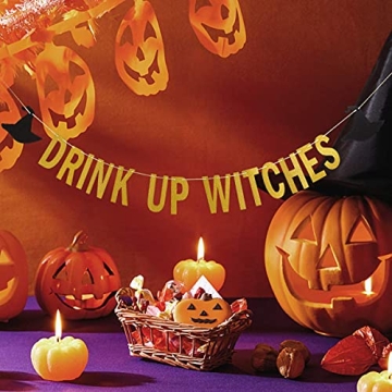 Gold Drink Up Witches Banner for Halloween Celebrations