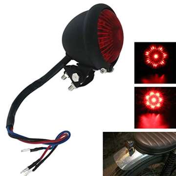 FATECIM Motorcycle LED Taillight - Bates Style Brake Light for Harley Chopper Bobber