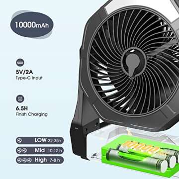 Ausic Portable Misting fan, 10000mAh USB Rechargeable Battery Powered Fan with Mister, 8-Inch Coolin...
