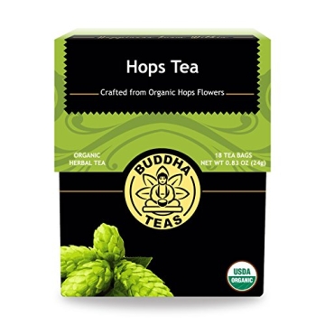 Buddha Teas Organic Hops Tea - OU Kosher, USDA Organic, CCOF Organic, 18 Bleach-Free Tea Bags