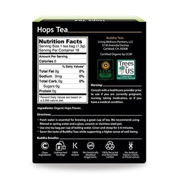 Buddha Teas Organic Hops Tea for Relaxation and Calm