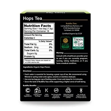 Buddha Teas Organic Hops Tea for Relaxation and Calm
