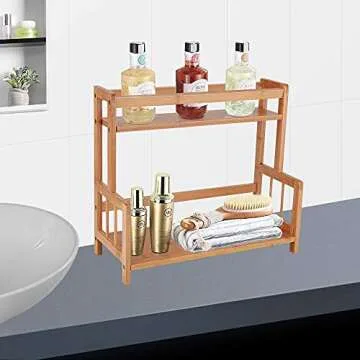 Ufine 2 Tier Bamboo Spice Rack Stylish Countertop Organizer